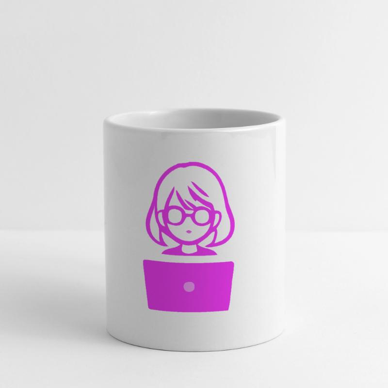 Frau mit Computer Programmierer Coder Tasse