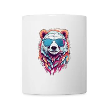 Panda sunglasses in neon colors - Mug - white - Front