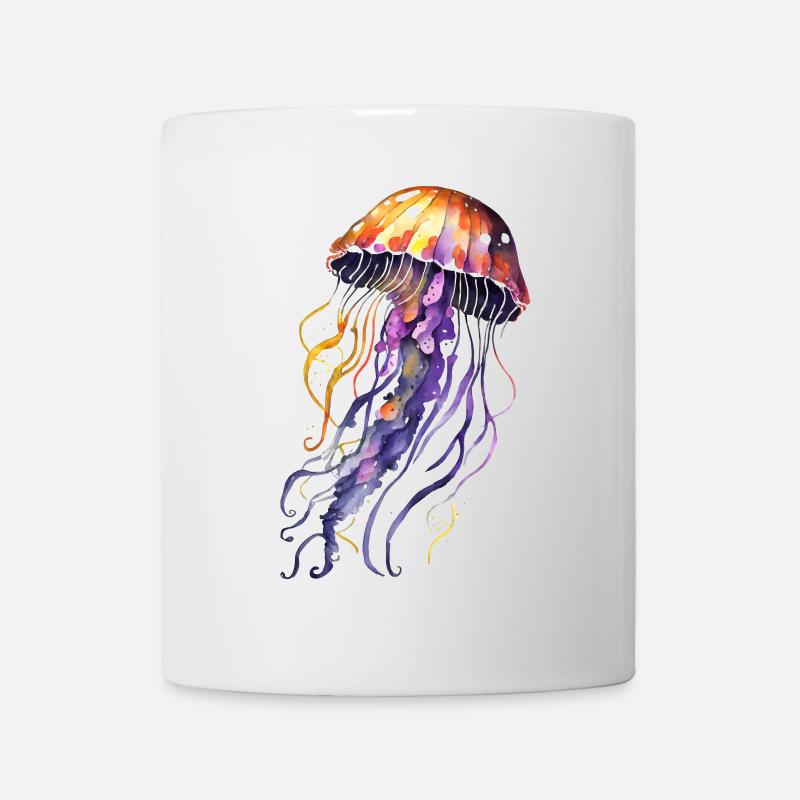 Qualle Aquarell - Tasse - Weiß
