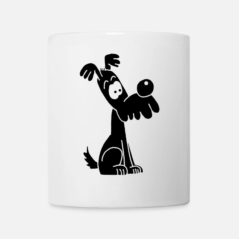 Chien noir rigolo et mignon - Mug blanc - blanc