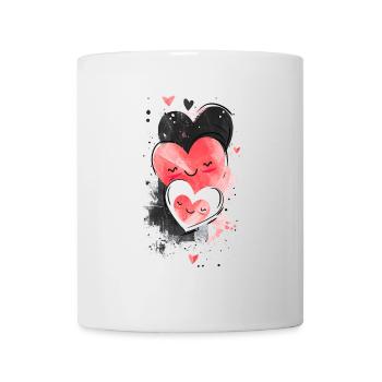 Three Happy Heart Faces | Cute and Content. - Mug - white - Front