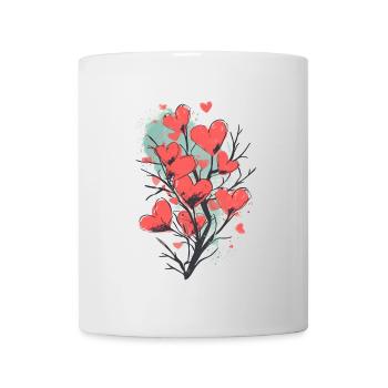 Bel arbre avec des coeurs rouges dedans. - Mug blanc - blanc - Devant