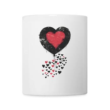 Herzballon mit umlaufendem schwarzem und rotem Herz - Tasse - Weiß - Vorne