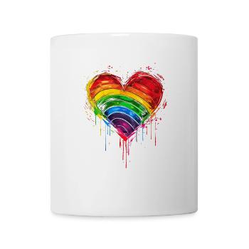 Abstraktes Regenbogenherz mit Tintenspritzern - Pride - Tasse - Weiß - Vorne