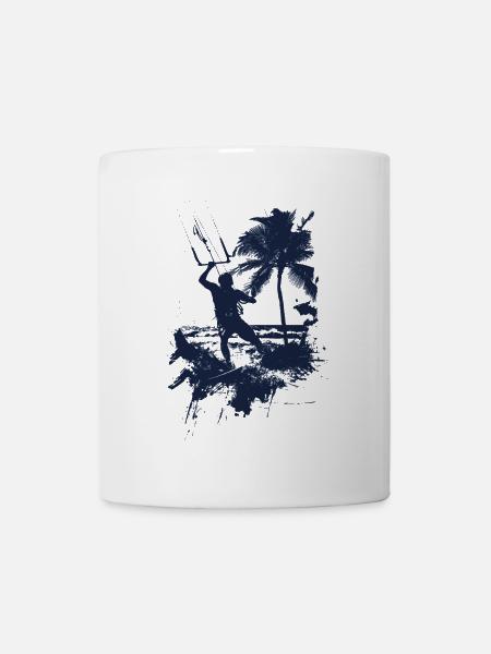 Kitesurfen monochrom blau - Tasse - Weiß