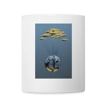 Himmlischer Schaum: Die Erde hängt an den Wolken - Tasse - Weiß - Vorne