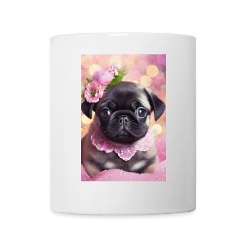 Joli bouledogue avec couronne de fleurs - Mug blanc - blanc - Devant