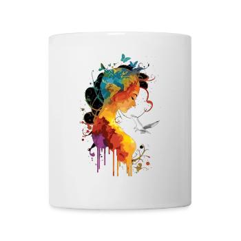 Âme terrifiée avec papillon et colombe - Mug blanc - blanc - Devant
