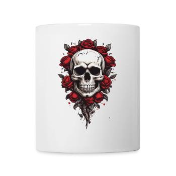 Rosen-Totenkopf im Gothic-Stil - Tasse - Weiß - Vorne