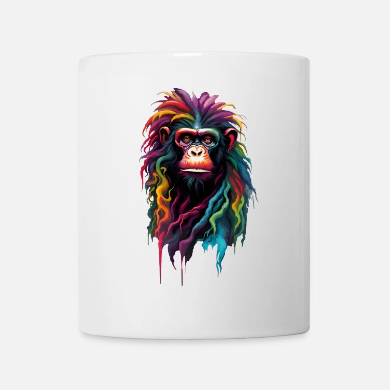 Portrait Rasta Monkey Colorful Dreads - Mug - white