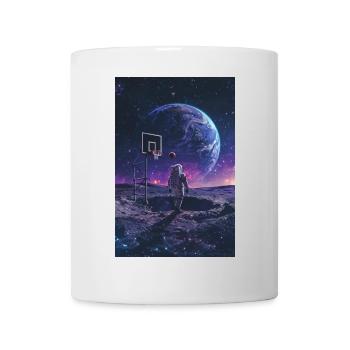 Astronaut, Basketball, Moon, Earth, Galaxy, Space - Mug - white - Front