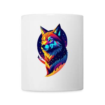 Loup dans la nuit - Décor Multicolore - Mug blanc - blanc - Devant