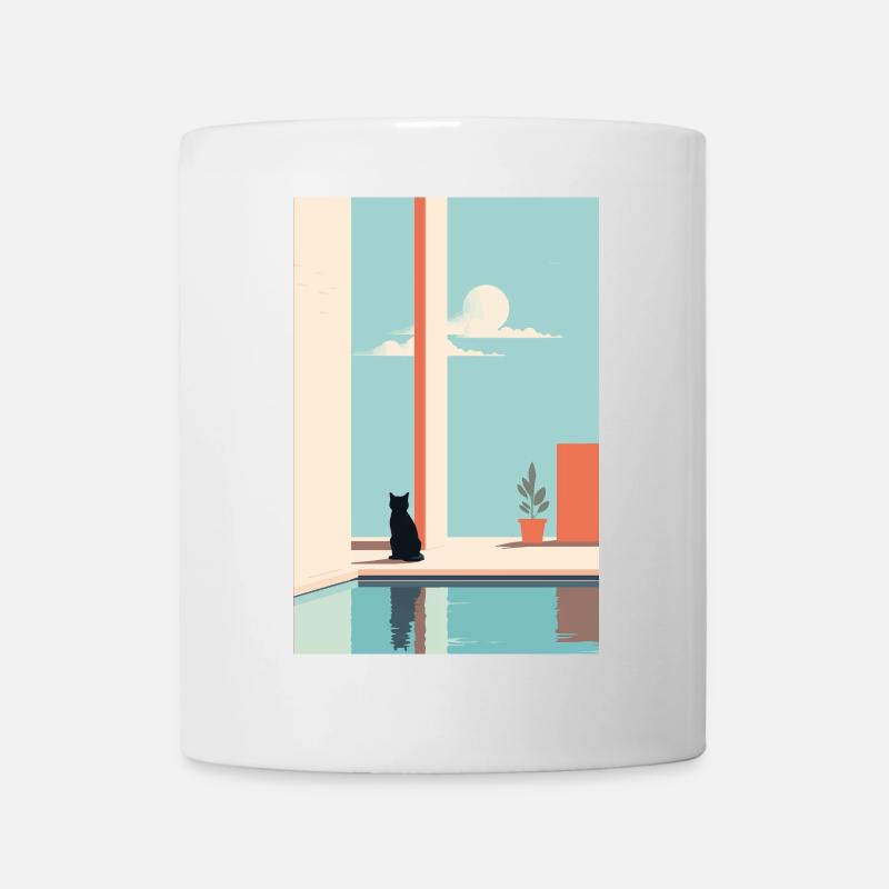 cat by the pool - Tasse - Weiß