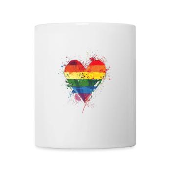 Abstraktes Regenbogenherz mit Tintenspritzern - Pride - Tasse - Weiß - Vorne