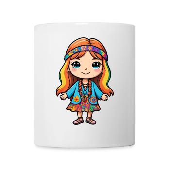 Cute Cartoon Hippie Girl - Mug - white - Front
