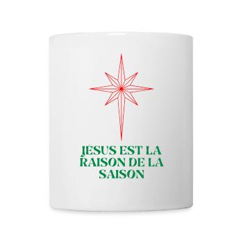 Weihnachtsstern mit religiösem Zitat - Tasse - Weiß - Vorne