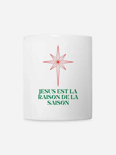 Weihnachtsstern mit religiösem Zitat - Tasse - Weiß