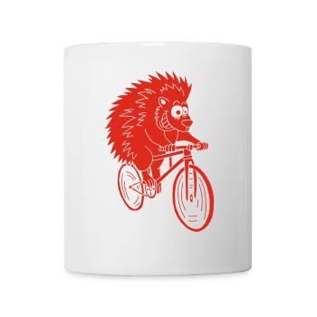 Red Hedgehog on a Bike - Mug - white - Front