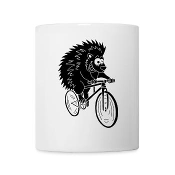 Black hedgehog on a bike - Mug - white - Front