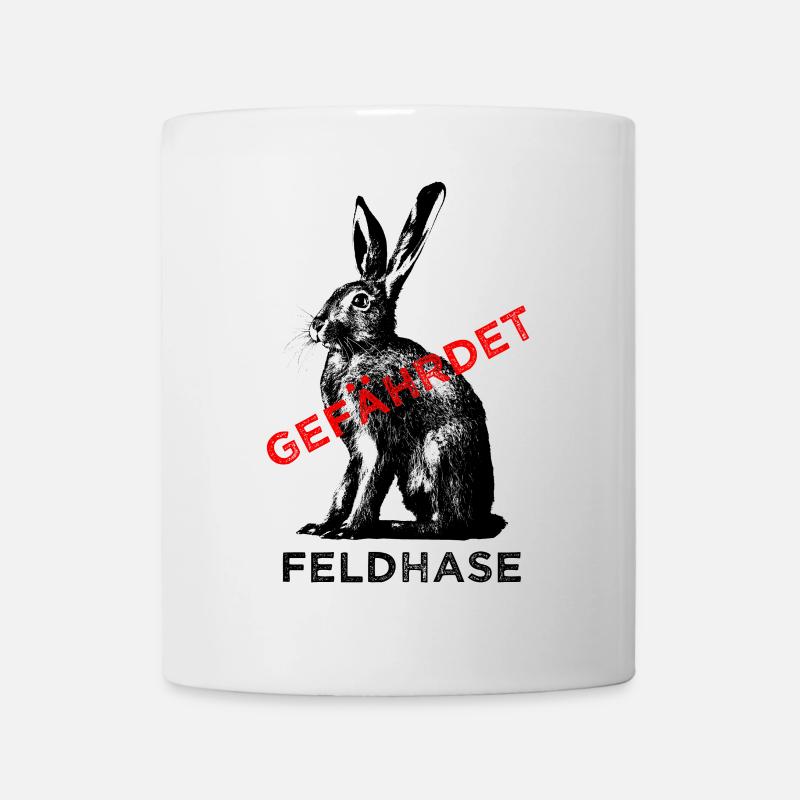 Der Feldhase ist gefährdet. - Tasse - Weiß
