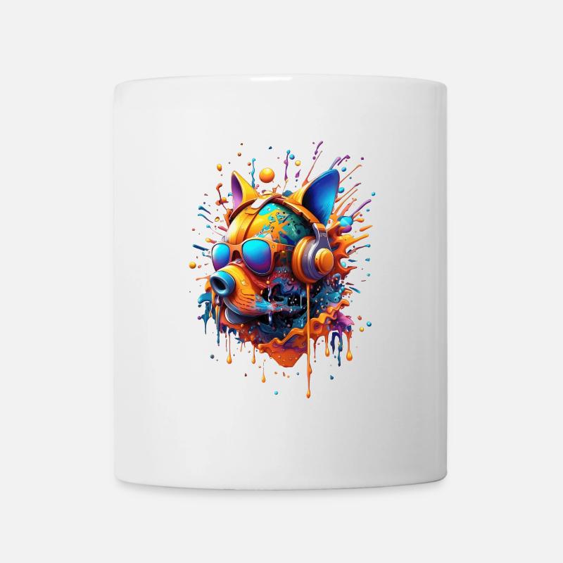 Stilisierter futuristischer Hundekopf Molosser Typ - Tasse - Weiß