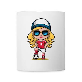 süsses Fussball Mädchen Schweiz mit Fussball - Tasse - Weiß - Vorne