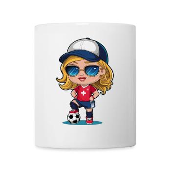 süsses Fussball Mädchen Schweiz mit Fussball - Tasse - Weiß - Vorne