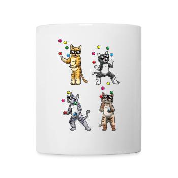 Juggling Sunglasses Cats Quartet - Mug - white - Front