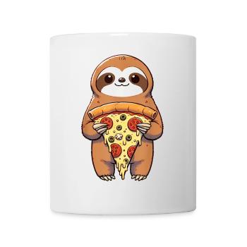 Paresseux tenant une pizza Amateur de gastronomie drôle - Mug blanc - blanc - Devant