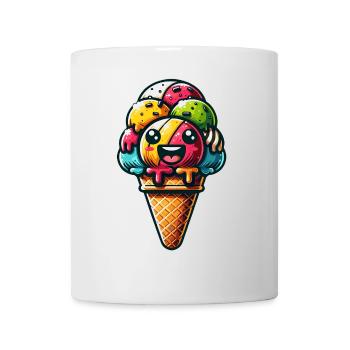 Grand cornet de crème glacée coloré savoureux drôle rieur - Mug blanc - blanc - Devant