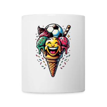 Sommer Sonne Fussball lachende Eistüte - Tasse - Weiß - Vorne