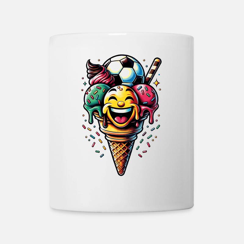 Sommer Sonne Fussball lachende Eistüte - Tasse - Weiß
