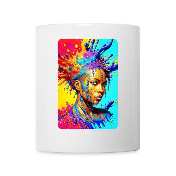 colorful splash art portrait black fierce woman - Mug - white - Front