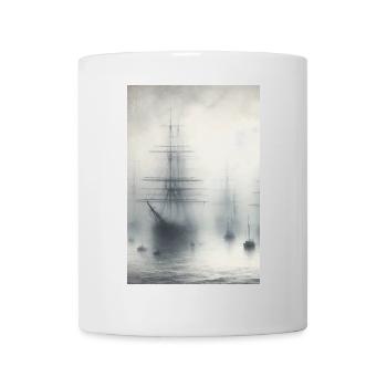 Mystische Schiffe im Nebel: Maritime Traumlandschaftskunst - Tasse - Weiß - Vorne