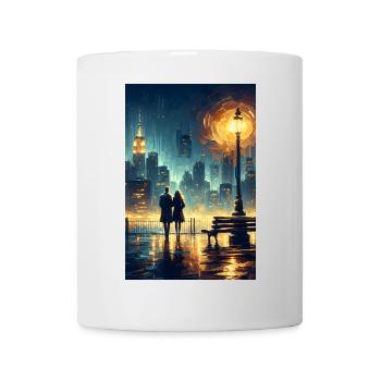 Liebesszene vor den Lichtern der Stadt - Tasse - Weiß - Vorne