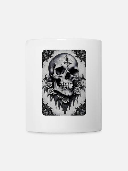 T-shirt vintage gothique crâne effet photocopie - Mug blanc - blanc