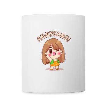 Annyeong. Kawaii Chibi Anime Girl. - Mug - white - Front