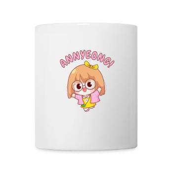 Kawaii Chibi Anime Girl. Annyeong. - Mug - white - Front