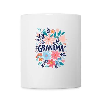 Oma Doodle Text mit bunten Blumen - Oma - Tasse - Weiß - Vorne