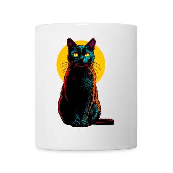 Urban Neon Cat (Bunte Pop-Art Katze) - Tasse - Weiß - Vorne