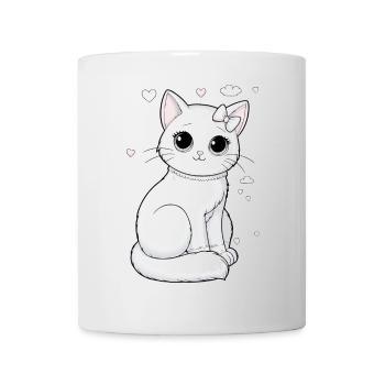 Cat White with Bow Cuddle and Cuddle - Mug - white - Front