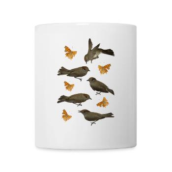 Fauvette à tête noire avec papillon C - Mug blanc - blanc - Devant