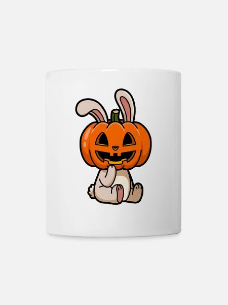 Halloween Hase Kürbis Oktober Süß Cartoon - Tasse - Weiß