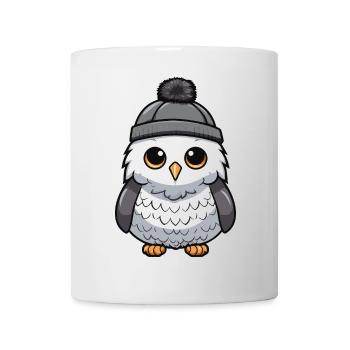 Eule Winter Comic Niedlich - Tasse - Weiß - Vorne