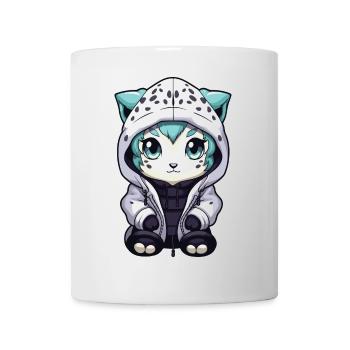 Schneeleopard Winter leopard Comic Niedlich - Tasse - Weiß - Vorne