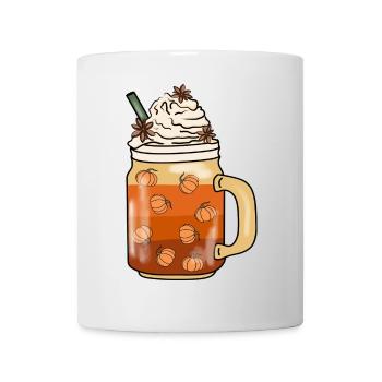 Kürbis Herbst Getränk Kaffee Sahne Latte Zimt - Tasse - Weiß - Vorne