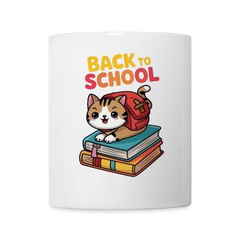 Verspielte Katze Zurück zur Schule Illustration - Tasse - Weiß - Vorne