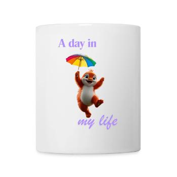 Glücklicher Tierchen Hamster mit Regenschirm - Tasse - Weiß - Vorne