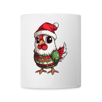 Hahn Weihnachten Comic - Tasse - Weiß - Vorne