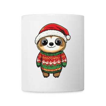 Faultier Weihnachten Comic - Tasse - Weiß - Vorne